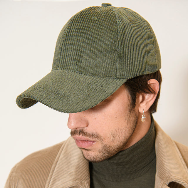 Casquette en Gros Velours Kaki