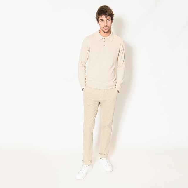 Pull Col Polo "Biella" Boutonnés Beige