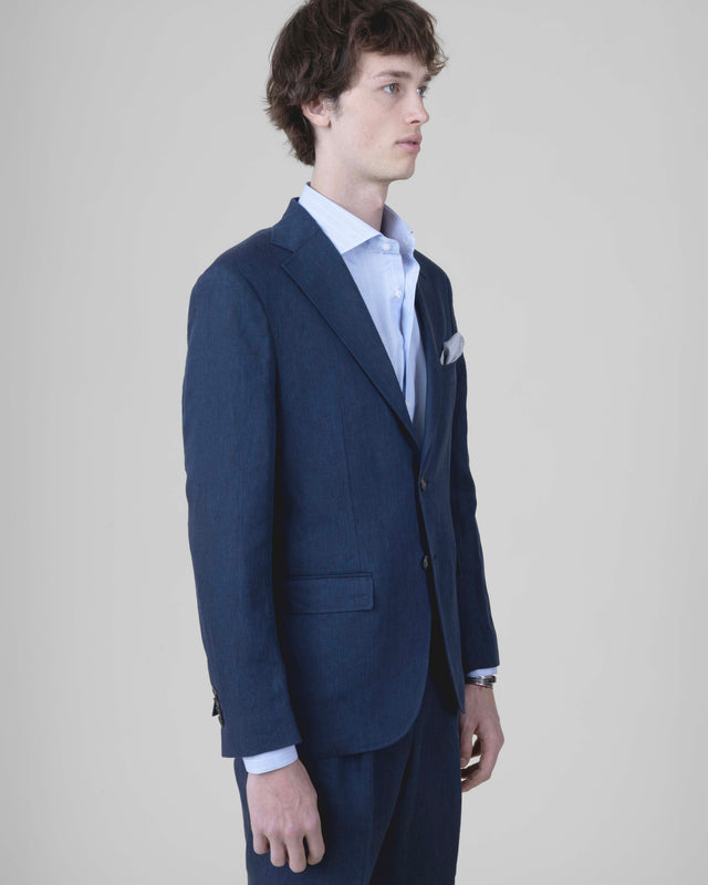 Veste Napolitaine "Corinthe" en Lin Bleu Marine