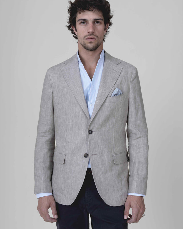 Veste Napolitaine "Corinthe" en Lin Beige / Sable