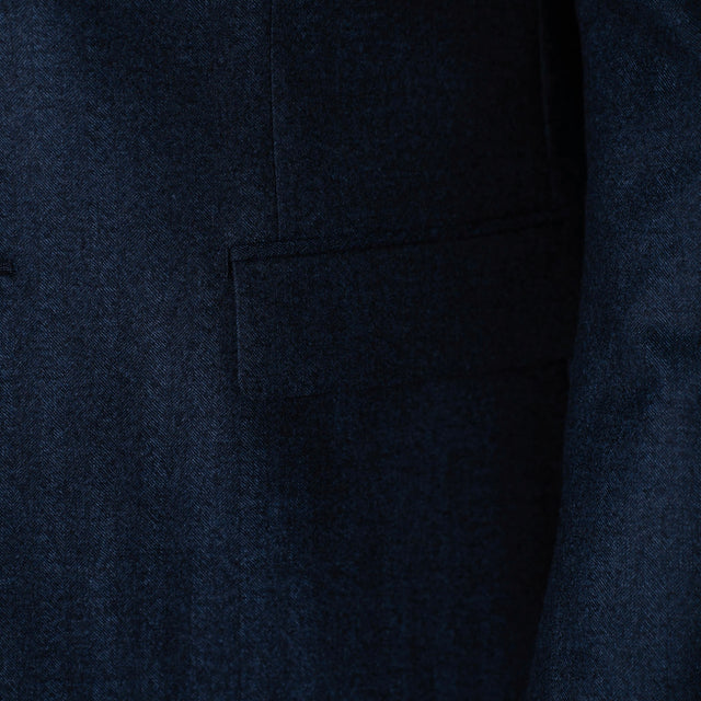 Costume "Luther" en Flanelle Tramé Ton sur Ton Bleu Marine Vitale Barberis Canonico