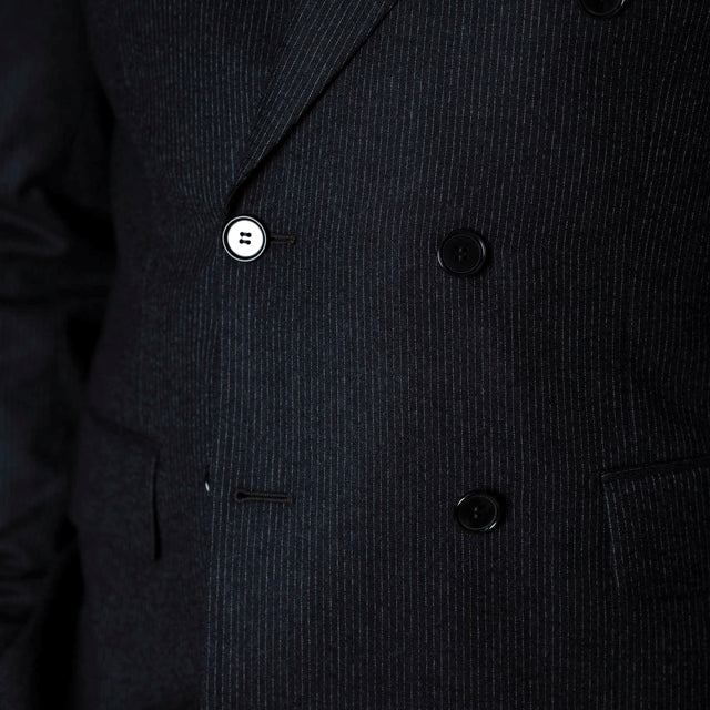 Costume Croisé "Corleone" en Flanelle Grise à Très Fines rayures Craie Vitale Barberis Canonico