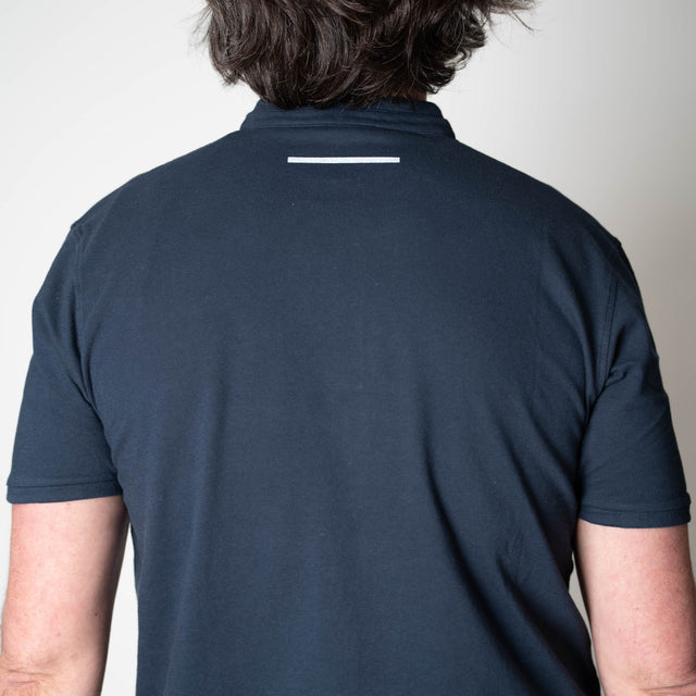 Polo "Côte d'Azur" Bleu Marine Piqué à Pressions avec Col Tunisien