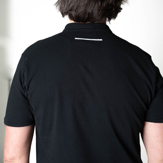 Polo "Côte d'Azur" Noir Piqué à Pressions avec Col Tunisien