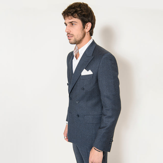 Costume Croisé "Florence" en Flanelle Bleu Marine Reda