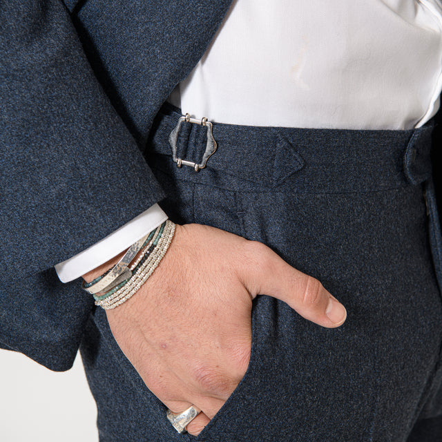 Costume Croisé "Florence" en Flanelle Bleu Marine Reda