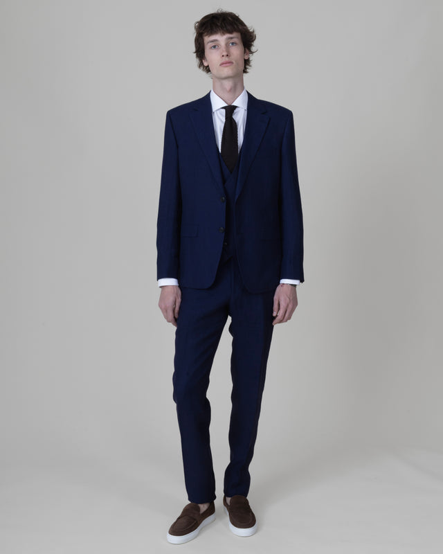 Costume "Cyclades" en Lin Bleu Marine Lumineux de chez Angelico