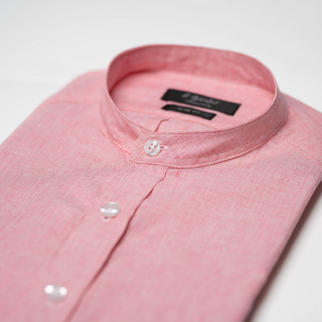 CHEMISE COL MAO FRAISE EN LIN & COTON