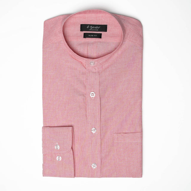 CHEMISE COL MAO FRAISE EN LIN & COTON