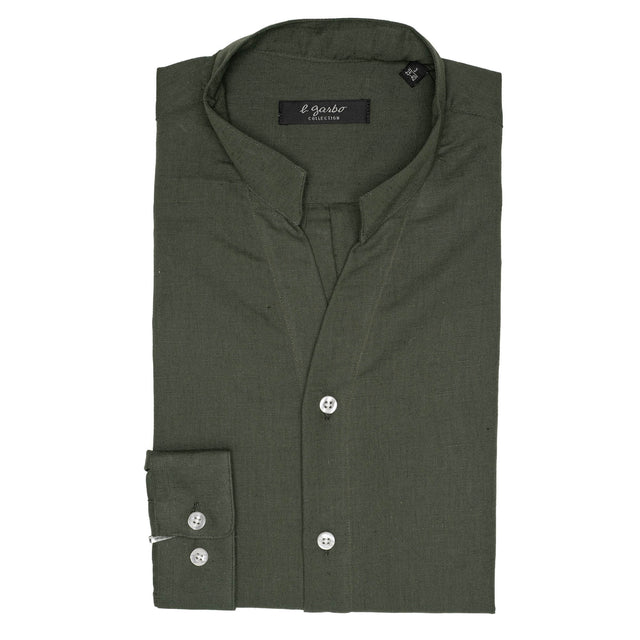 Chemise Col "Monte-Carlo" en Lin et Coton Kaki