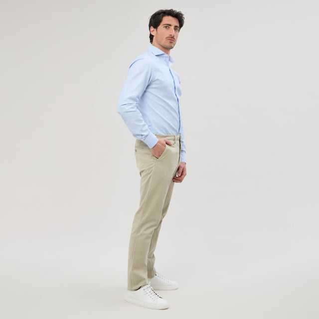 Chemise Col "Cutaway" à Micro-Rayures Bleu Ciel