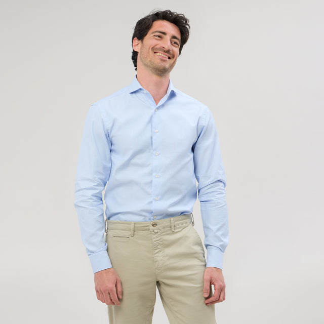 Chemise Col "Cutaway" Piquée Bleu Ciel