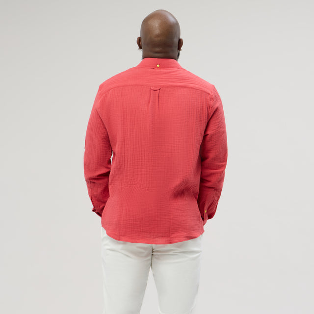 Nouveau Modèle de Chemise "Corfou" en Crêpe de Coton Tomate