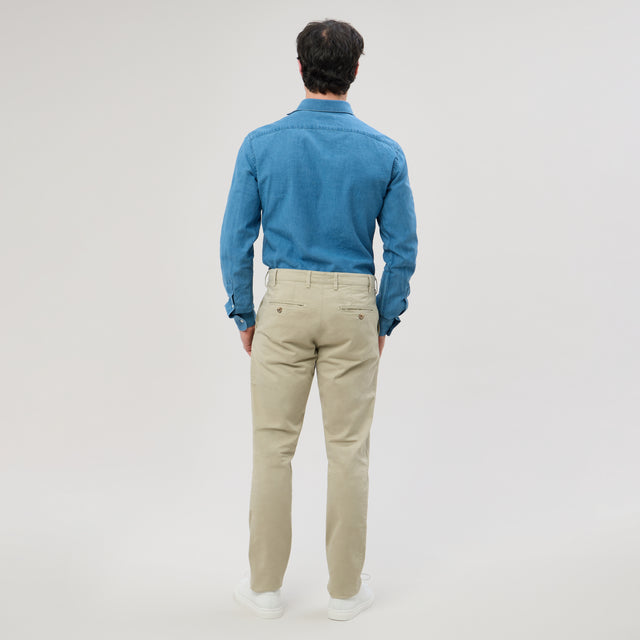 Chemise Col "Cutaway" en Jeans Délavé (Chambray)