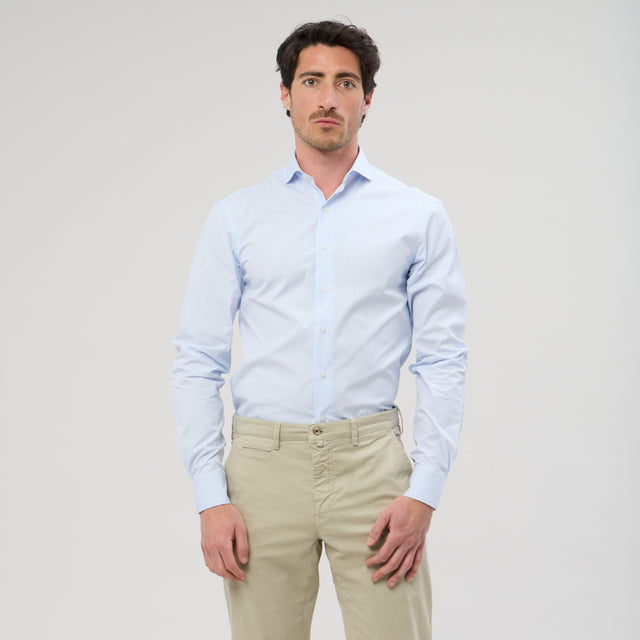 Chemise Col "Cutaway" à Petites Rayures Bleu Ciel