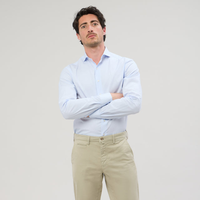 Chemise Col "Cutaway" à Petites Rayures Bleu Ciel