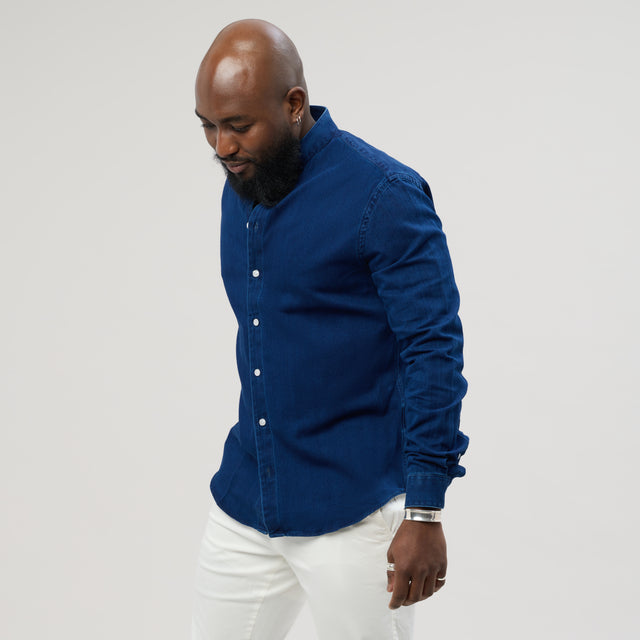Chemise Col "Monte-Carlo" en Jean's à Chevrons