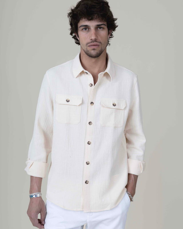 SURCHEMISE ALEX BEIGE MATIÈRE GAUFRÉE