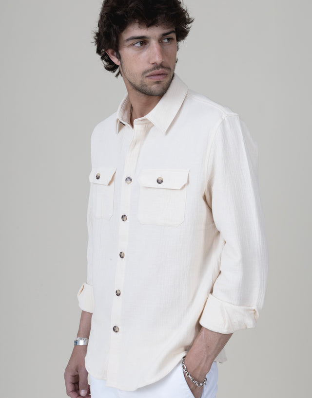 SURCHEMISE ALEX BEIGE MATIÈRE GAUFRÉE