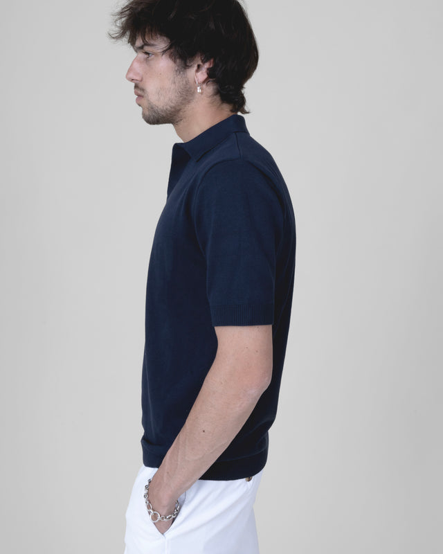 Polo "Eden Roc" Bleu Marine comme Gatsby