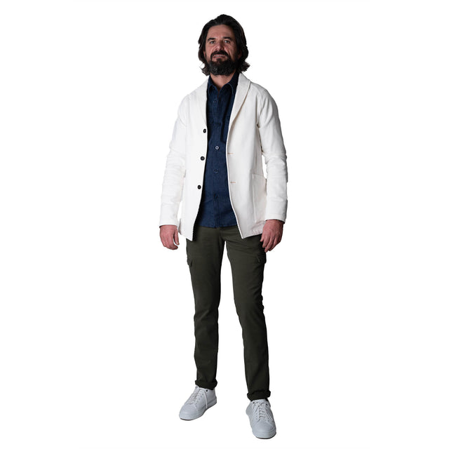 Veste Peintre "Beauclerc" Col Châle Ecru en Velours