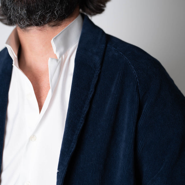 Veste Peintre "Beauclerc" Col Châle Bleu Marine en Velours