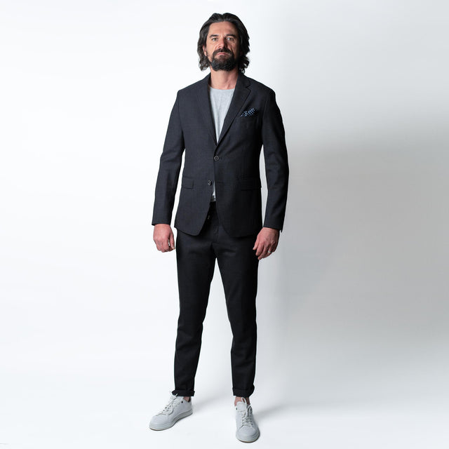 Veste "Lac" en Pied de Poule Gris Anthracite