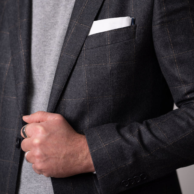 Costume en Flanelle Gris à Carreaux Beige Vitale Barberis Canonico A