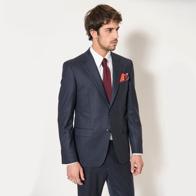 Costume "Fitzgerald" en Flanelle Bleu Marine Vitale Barberis Canonico