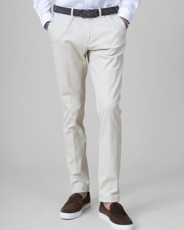 Pantalon "Giorgio" Chino Beige Clair / Ecru Coupe Slim