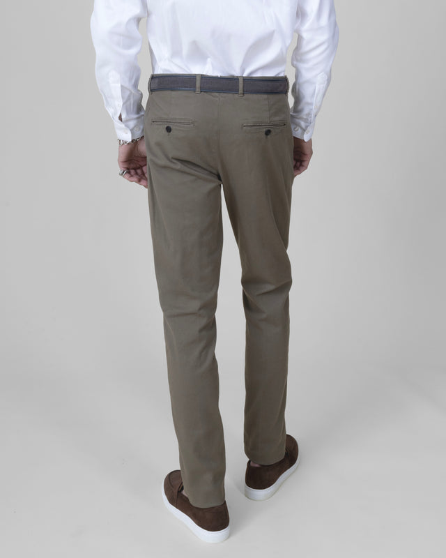 Pantalon "Giorgio" Chino Kaki Clair Coupe Slim