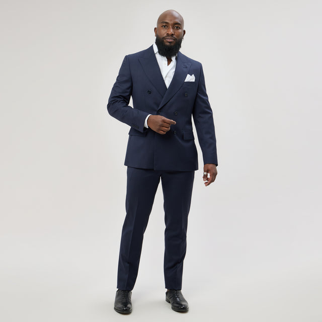 Costume Croisé Rayé "Grand Sperone" Bleu Marine à Fines rayures Vitale Barberis Canonico
