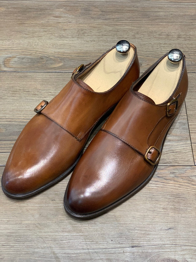 "Granville" Chaussure à Boucle en Cuir Marron