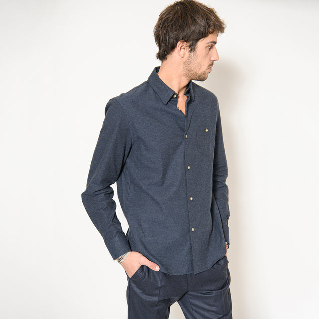 Chemise "Corfou" en Flanelle de Coton Bleu Marine