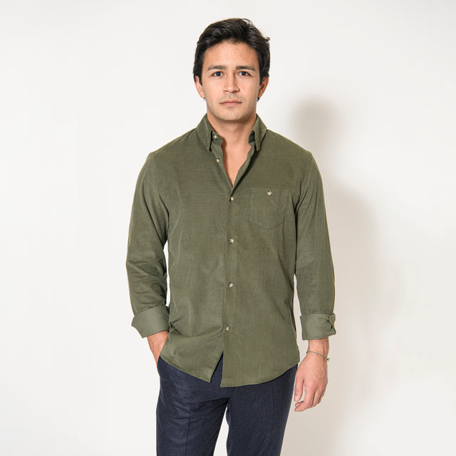 Chemise "Corfou" en Velours Milleraie Kaki