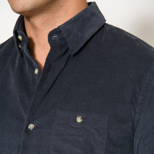 Chemise "Corfou" en Velours Milleraie Bleu Marine