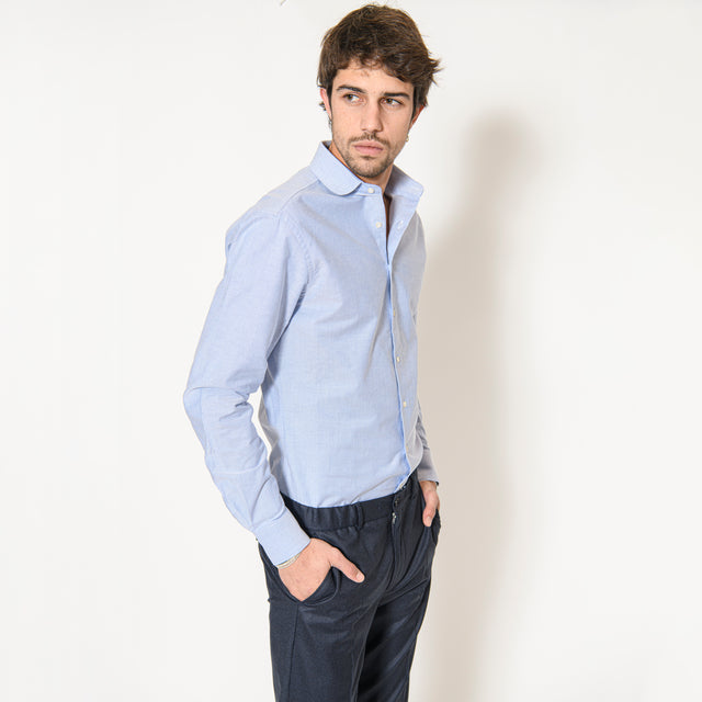 Chemise Col "Claudine" en Oxford Bleu Ciel