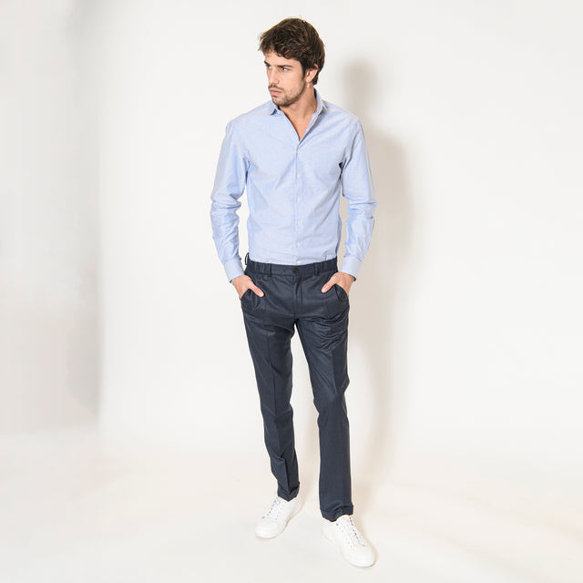 Chemise Col "Claudine" en Oxford Bleu Ciel