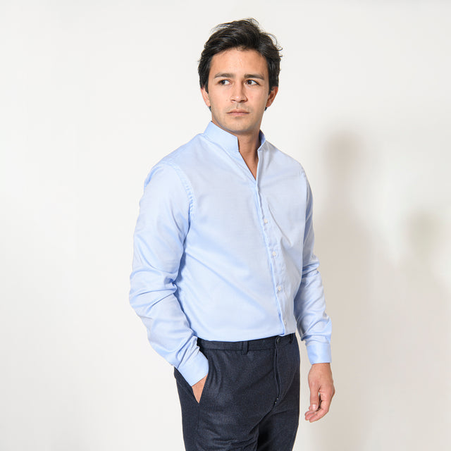 Chemise Col "Monte-Carlo" en Oxford Bleu Ciel