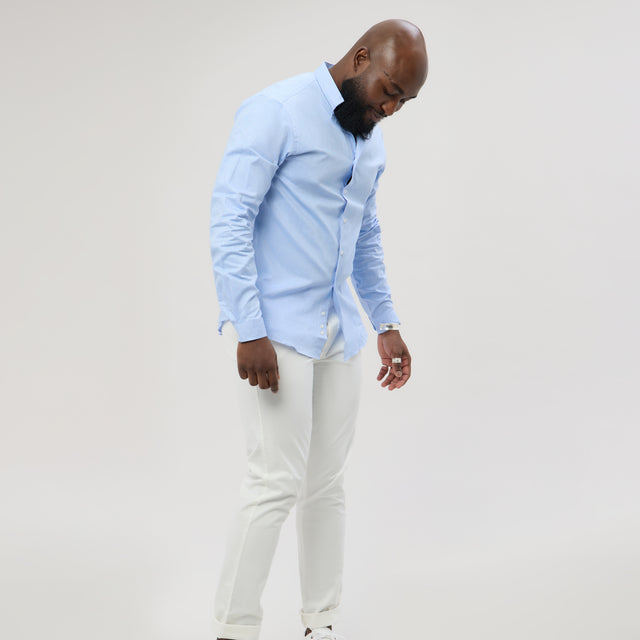 Chemise "Officier" Piquée Bleu Ciel