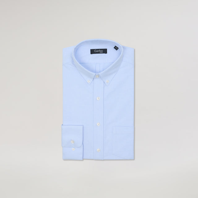 Chemise Col "Soho" en Flanelle de Coton Bleu Ciel