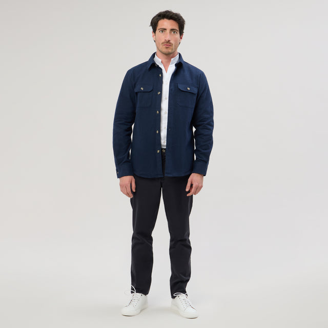 Surchemise "Alex" Bleu Marine en Flanelle de Coton Epaisse