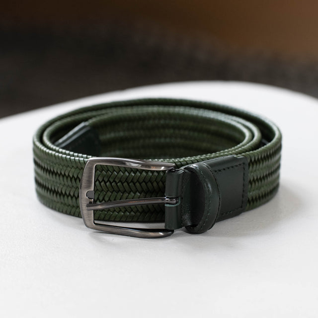 Ceinture "La Normande" Élastique Verte Tressée