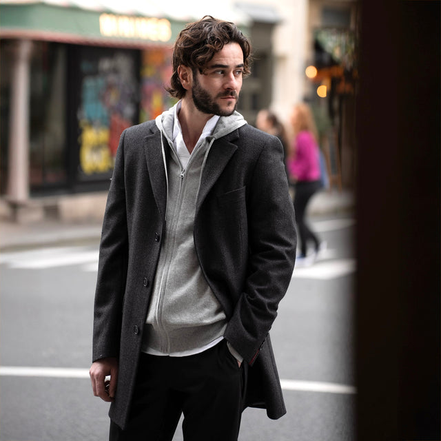 Manteau "Yorkshire" à Chevrons Gris Anthracite