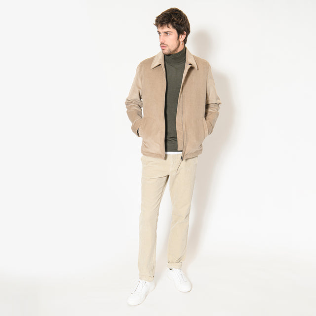 Blouson "Mario" Matelassé en Gros Velours Beige