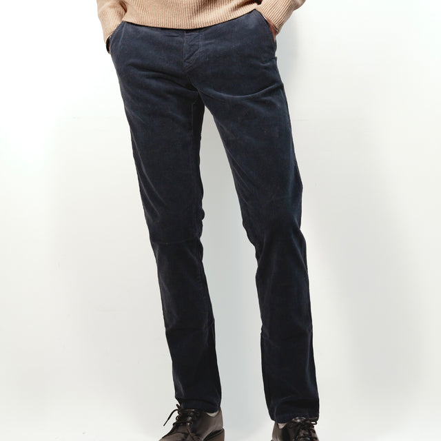 Pantalon "Mégève H25" Chino Velours Milleraies Bleu Marine