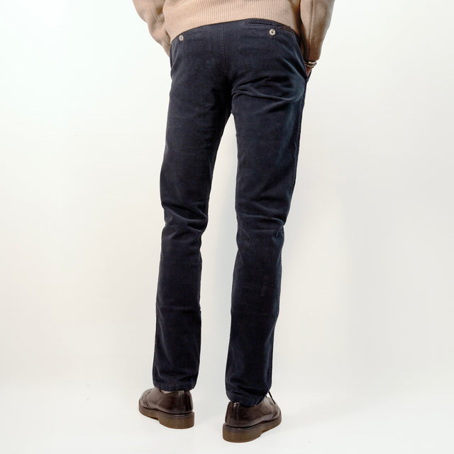 Pantalon "Mégève H25" Chino Velours Milleraies Bleu Marine