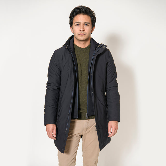 Manteau "Midlands" Technique Bleu Marine avec Plastron intérieur et Capuche amovible