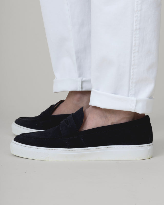 "Mykonos" Mocassin Sport Chic en Cuir Daim Bleu Marine