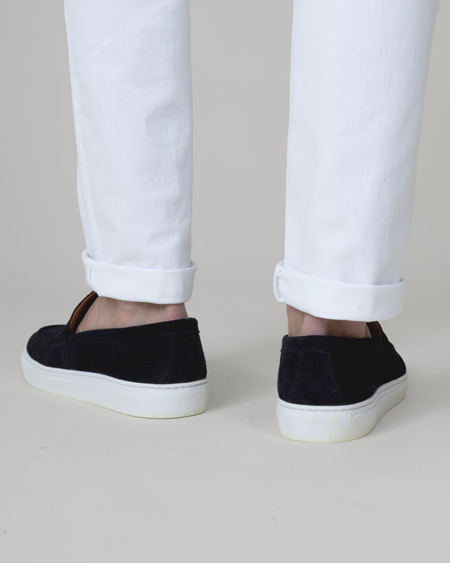 "Mykonos" Mocassin Sport Chic en Cuir Daim Bleu Marine